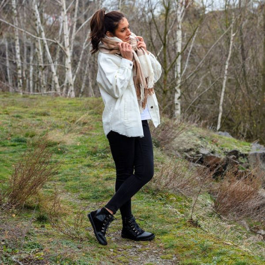 Barfußschuhe zum Wandern High Cut in schwarz