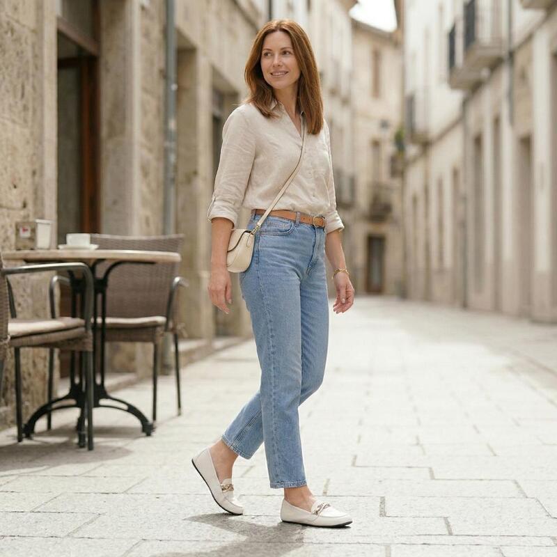 weiße Mokassin Barfußschuhe für Damen