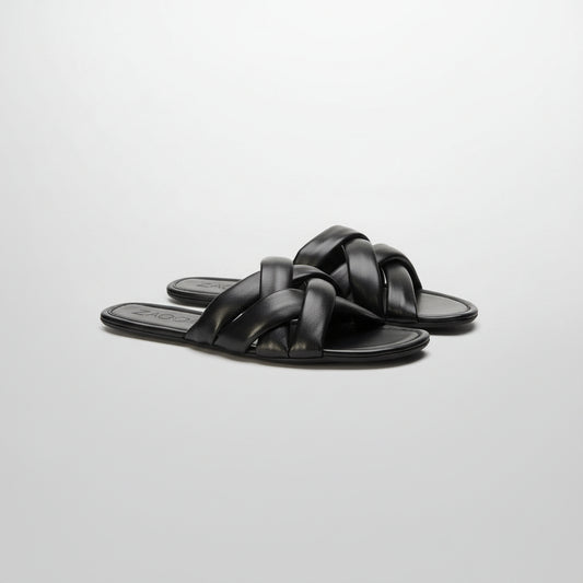 schwarze Barfußsandalen zum Reinschlüpfen für Damen