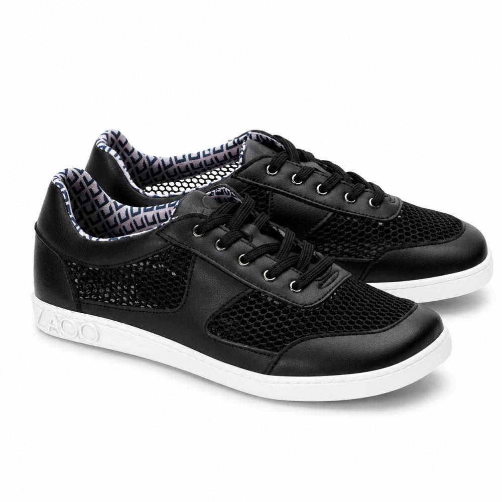 czarny letni sneaker z białą podeszwą dla kobiet - wygodne buty do chodzenia boso na ciepłe dni