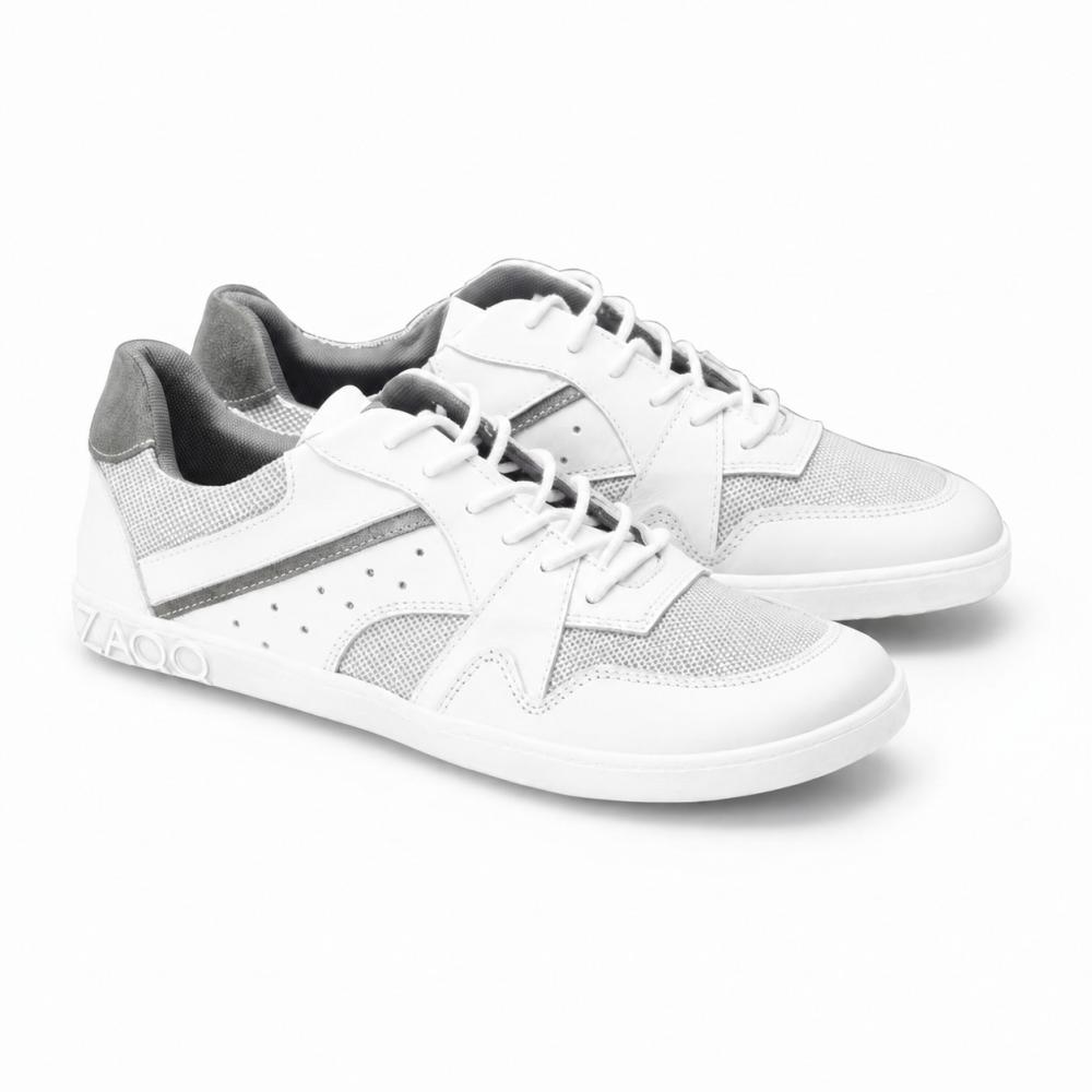 białe trampki buty barefoot na co dzień z skóry i siatki