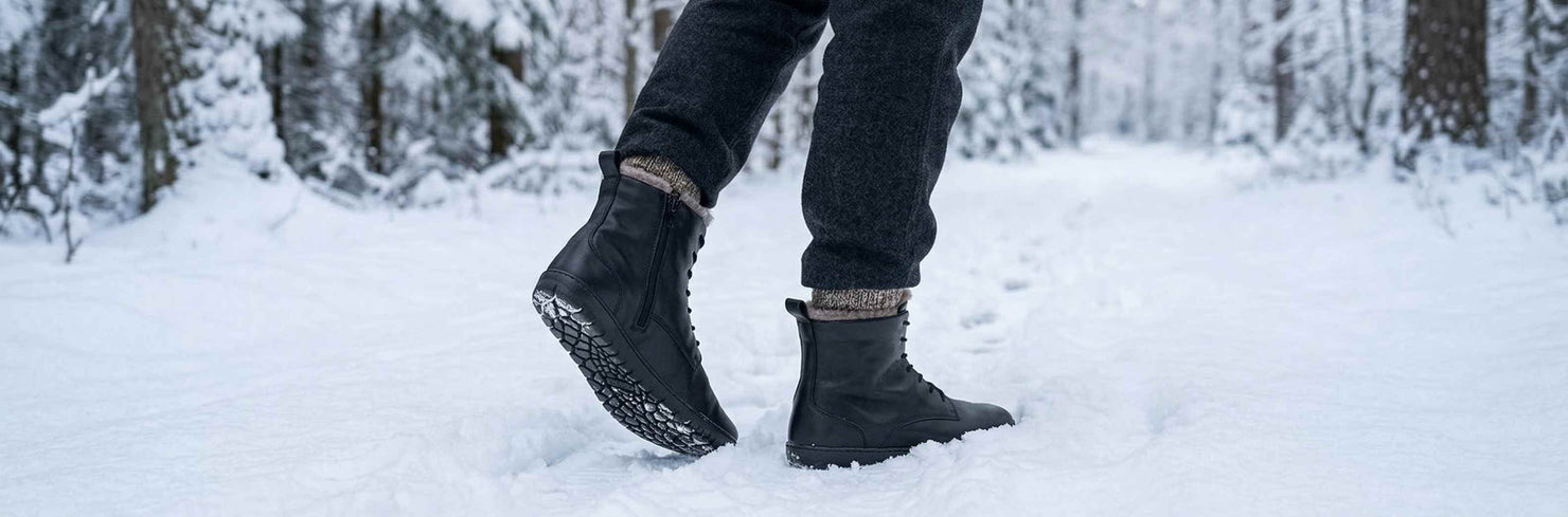 ZAQQ Winter Barfußschuhe für Herren mit warmer Fütterung